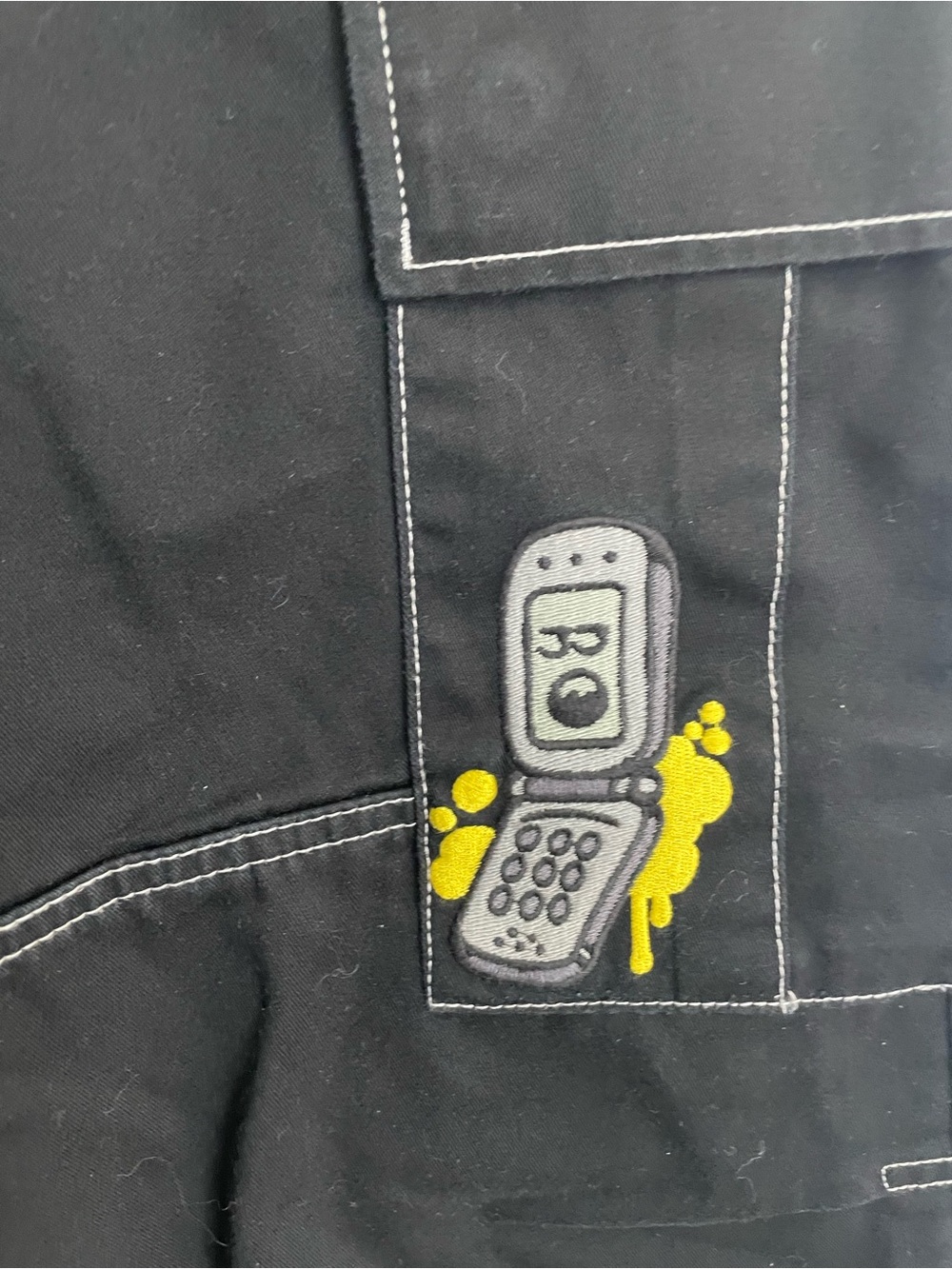 Empyre Ultra Loose Embroidered Cell Phone Black Cargo Pants - Picture 7 of 11